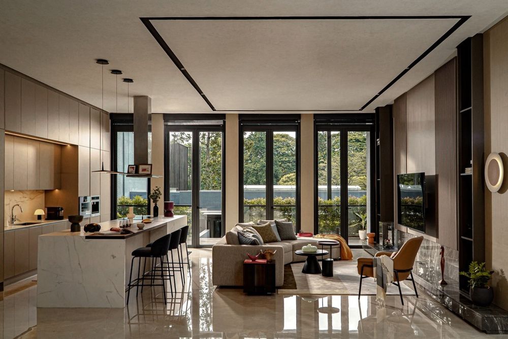 Modern Open Space Living with Elegant Kitchen Island