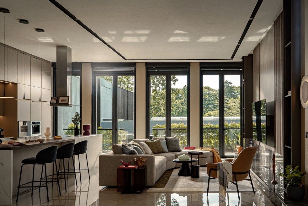 Modern Open Space Living with Elegant Kitchen Island — view 2